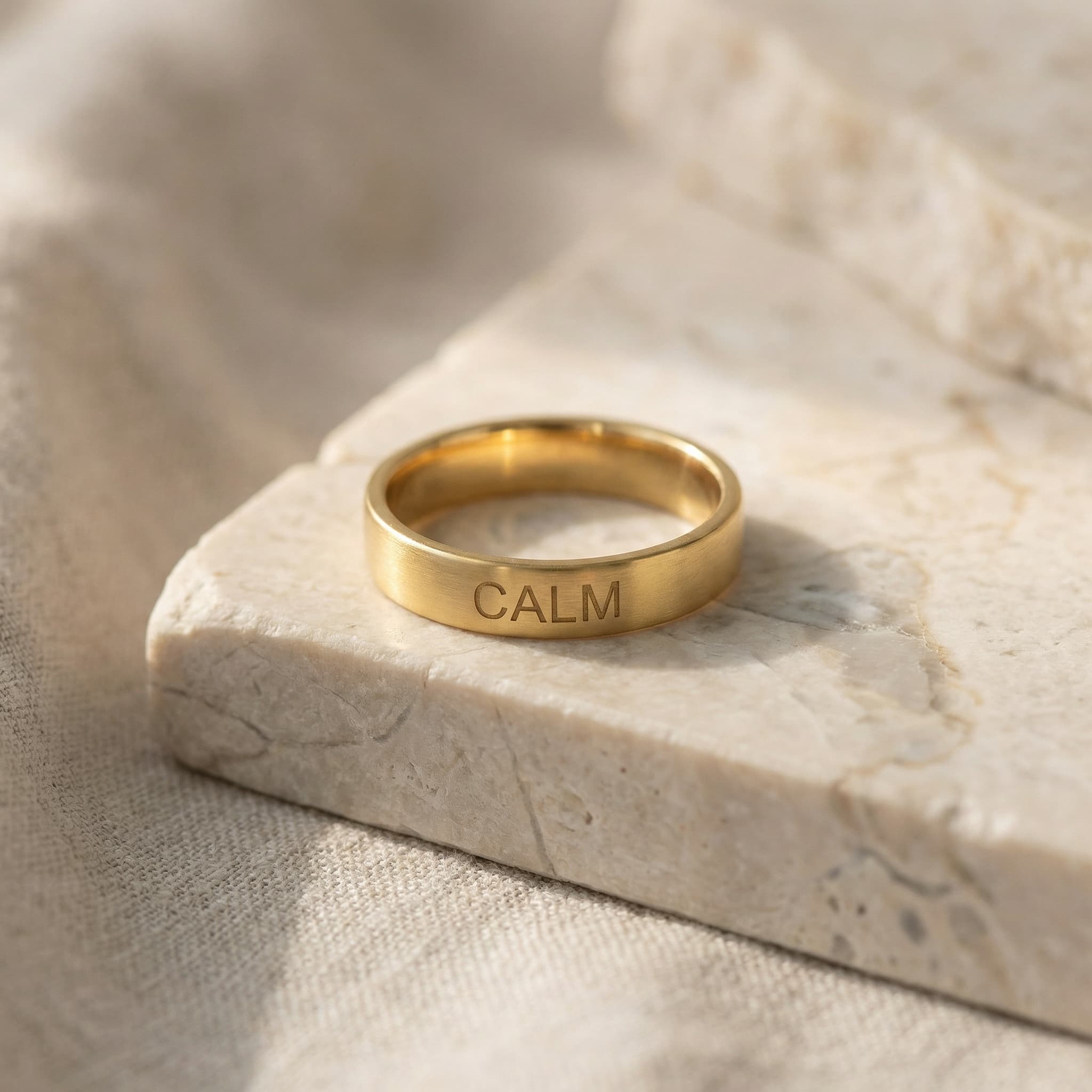 Calm Yazılı 925 Ayar Gümüş Yüzük